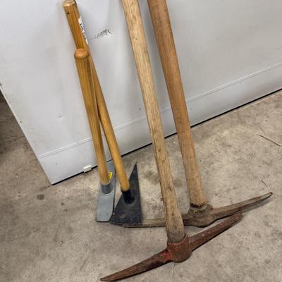 4 Wood handled Pick Axes