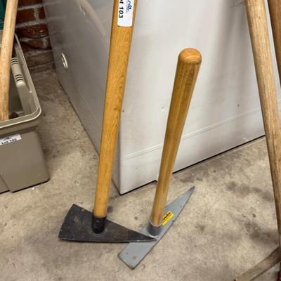 4 Wood handled Pick Axes
