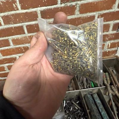 Wood Crate with misc. screws/metal parts/torches