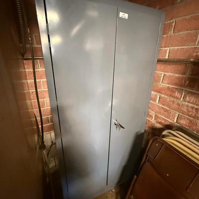 Gray Metal 2 Door Tall File Cabinet with Keys