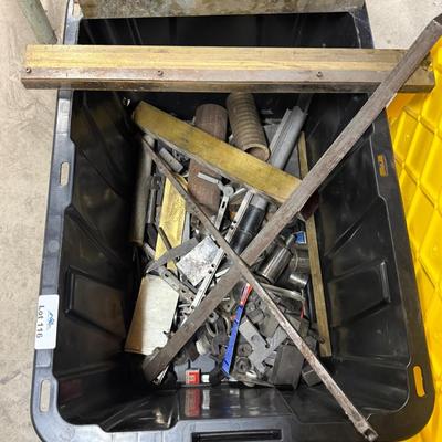 Black Tub w/heavy Brass & steel scrap metal & some components
