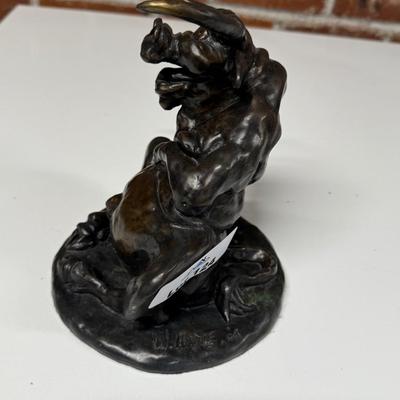 W. Liddle Laughing Bull Signed Bronze Sculpture
