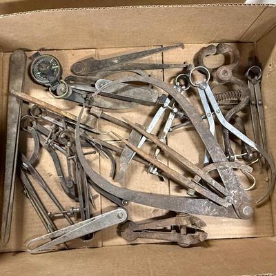 Sale Photo Thumbnail #513: lots of old tools in this flat box as shown