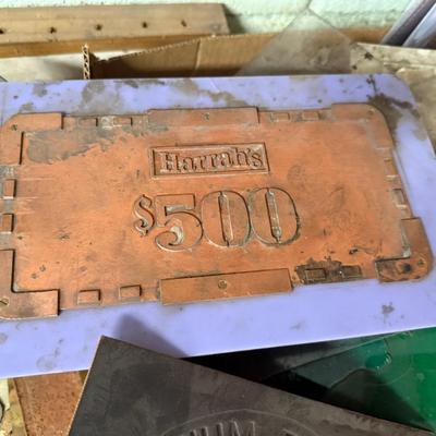 Reno themed Metal/Copper/Plastic Stamping Plates in 3 boxes + leather