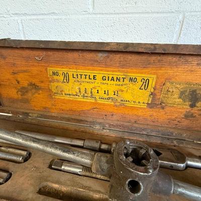 Vintage No. 20 Little Giant Taps & Dies as shown in wood box