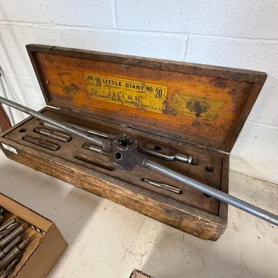 Vintage No. 20 Little Giant Taps & Dies as shown in wood box