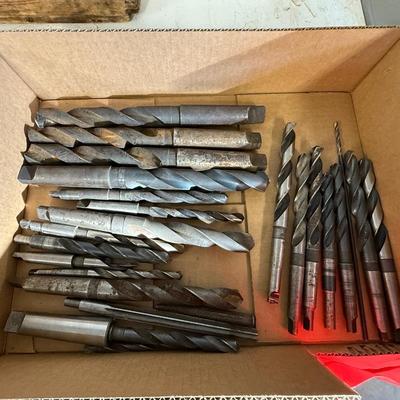 Box of Large metal drilling bits