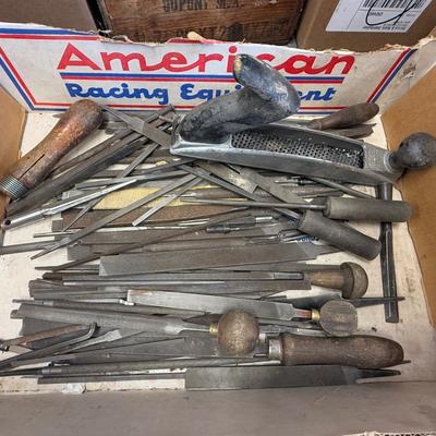 Box of vintage metal files