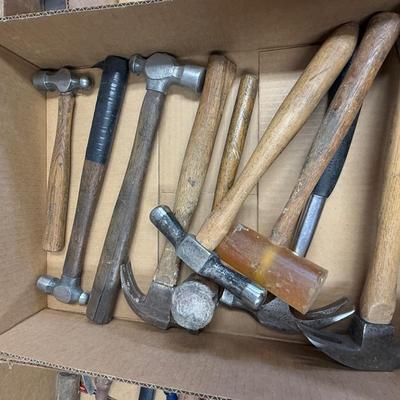 Box of 9 assorted Hammers & Mallets