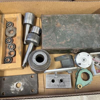 Box of misc. Milling machine components-bearings,chucks