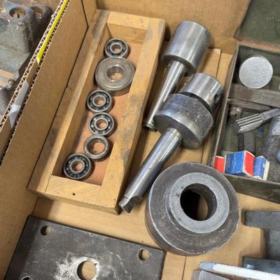 Box of misc. Milling machine components-bearings,chucks