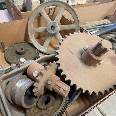 Box of machine parts – gears/wheels/metal parts