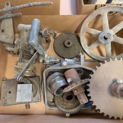 Box of machine parts – gears/wheels/metal parts