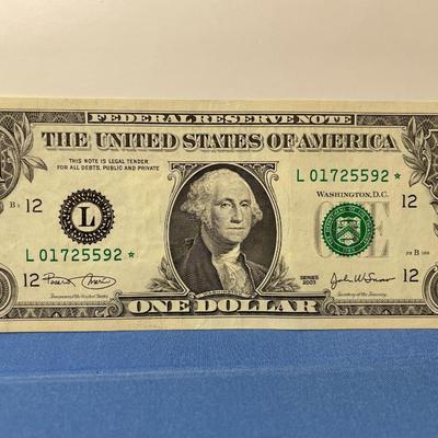 SERIES 2003 ***STAR*** FRN AU CONDITION L01725592* AS PICTURED. FREE DOMESTIC SHIPPING.
