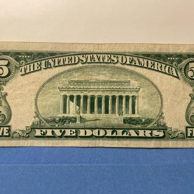 SERIES 1928-E $5 ***RED SEAL*** UNITED STATES NOTE CIRCULATED CONDITION H01084267A AS PICTURED. FREE DOMESTIC SHIPPING.