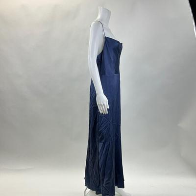 319 INTERMIX Dark Blue Paris Midi Dress Size 14