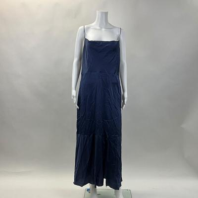 319 INTERMIX Dark Blue Paris Midi Dress Size 14