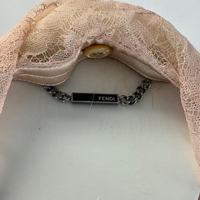 334 FENDI Pink Fur Shawl with Lace Collar Size 40