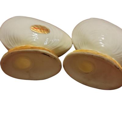 Vtg Bone China seashell salt and pepper shakers