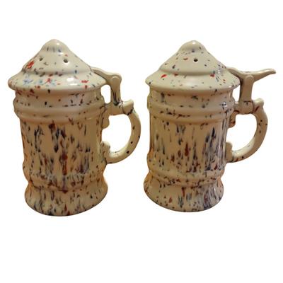 MCM ceramic splatter drip glaze salt and pepper shakers