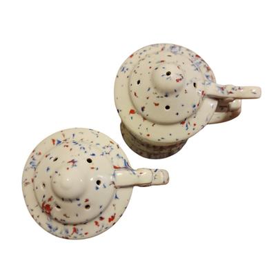 MCM ceramic splatter drip glaze salt and pepper shakers