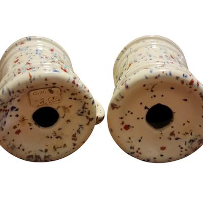 MCM ceramic splatter drip glaze salt and pepper shakers
