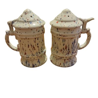 MCM ceramic splatter drip glaze salt and pepper shakers