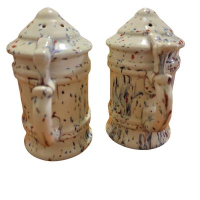 MCM ceramic splatter drip glaze salt and pepper shakers