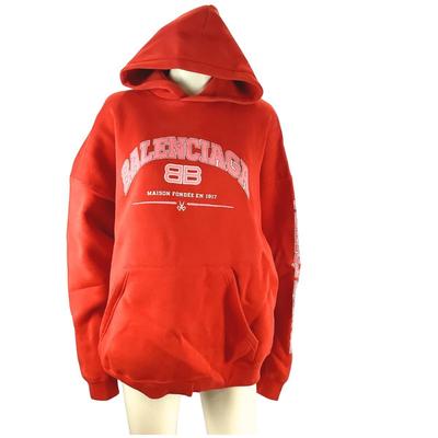 337 BALENCIAGA Unisex Oversized Red Hoodie Size LG