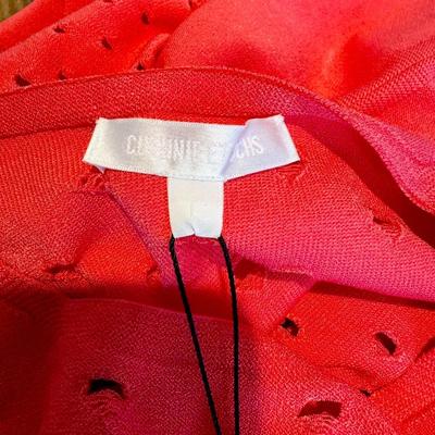 338 CUSHNIE ET OCHS Perforated Guava Red Knit Dress Size LG