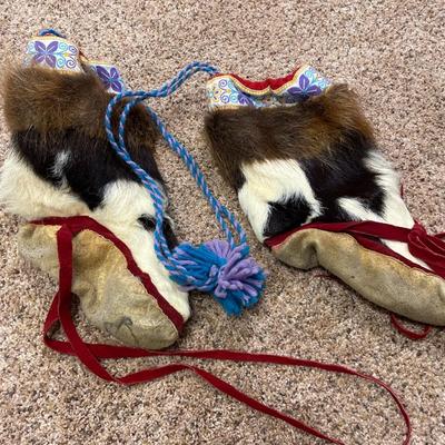 Fur and leather native Alaskan moccasins