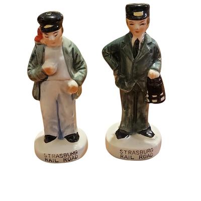Vtg Strasburg Railroad conductor salt and pepper shakers