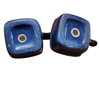 Big blue kitchen pan salt and pepper shakers