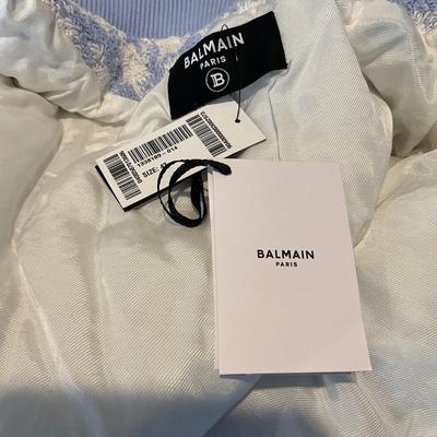 340 New PIERRE BALMAIN Houndstooth Tweed Bomber Jacket Size 42