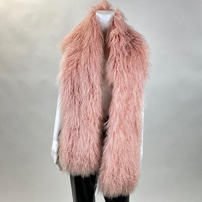 341 FENDI Long Pink & White Curly Lamb Stole
