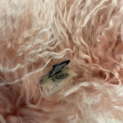 341 FENDI Long Pink & White Curly Lamb Stole