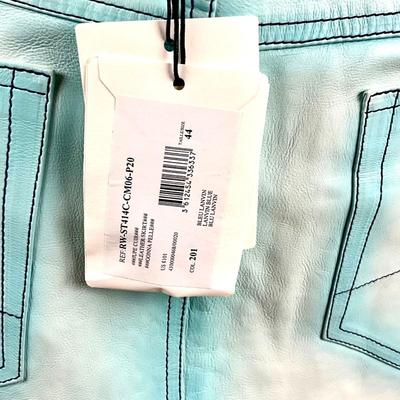 348 New LANVIN Blue Denim Effect Leather Skirt