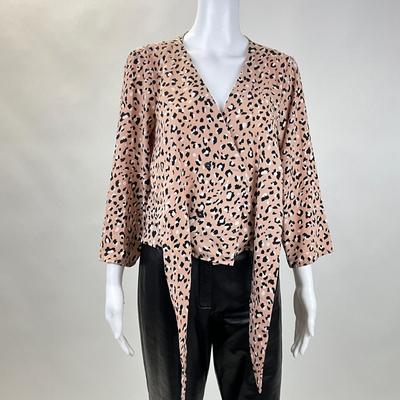 350 THE GOOD JANE Leopard Print Tie Front Blouse