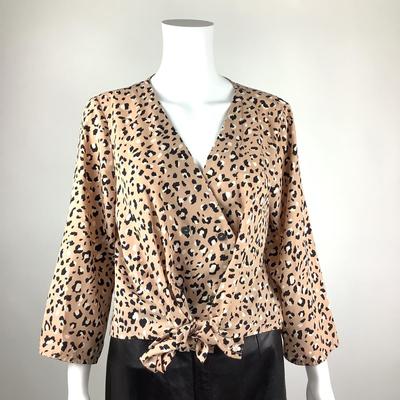 350 THE GOOD JANE Leopard Print Tie Front Blouse