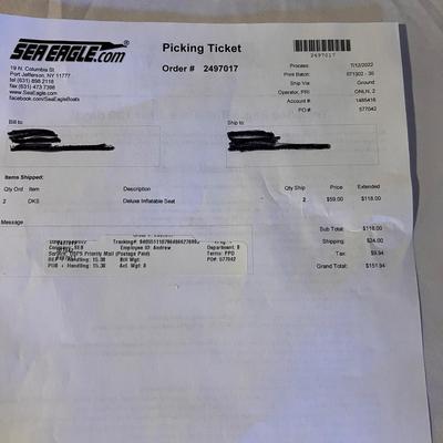 Pair of NIB Deluxe Inflatable Kayak Seats (B2-RG)