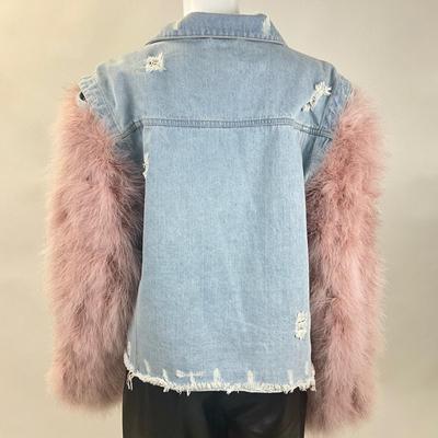 354 JOCELYN Denim Jacket with Removable Fur Arms