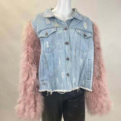 354 JOCELYN Denim Jacket with Removable Fur Arms