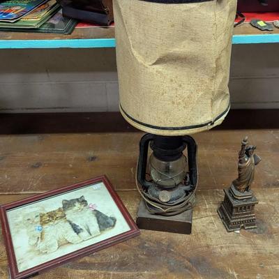 Grace Lopez Kitchen Picture Electric Dietz Glass Oil Lantern Brass Statue Of Liberty Vintage Bottles