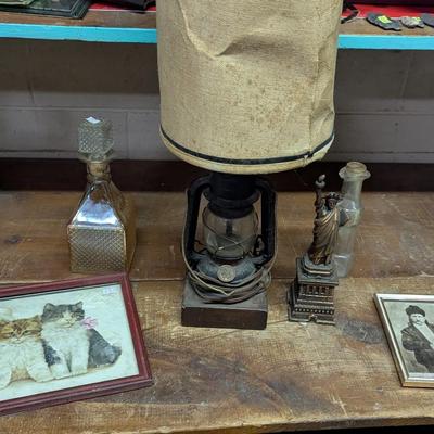 Grace Lopez Kitchen Picture Electric Dietz Glass Oil Lantern Brass Statue Of Liberty Vintage Bottles