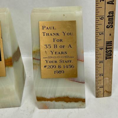 Vintage Bank of America Advertising Marble Bookends Heavy!