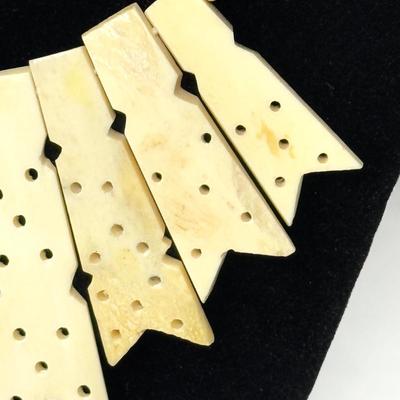 Vintage Hand Carved Bone Necklace with Hook Clasp