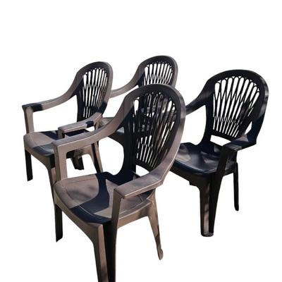 4 Adams Manufacturing RealComfort Stackable Black Resin Frame Stationary Chair with Solid Seat