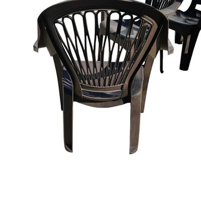 4 Adams Manufacturing RealComfort Stackable Black Resin Frame Stationary Chair with Solid Seat