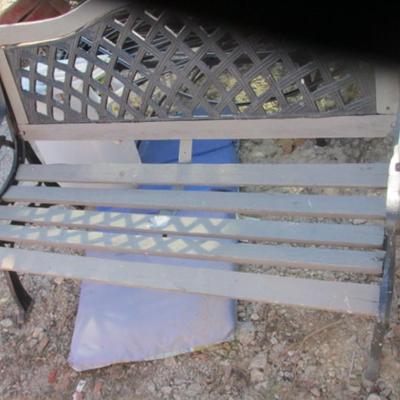 Vintage Cast Iron Slat Wood Bench