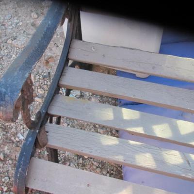 Vintage Cast Iron Slat Wood Bench